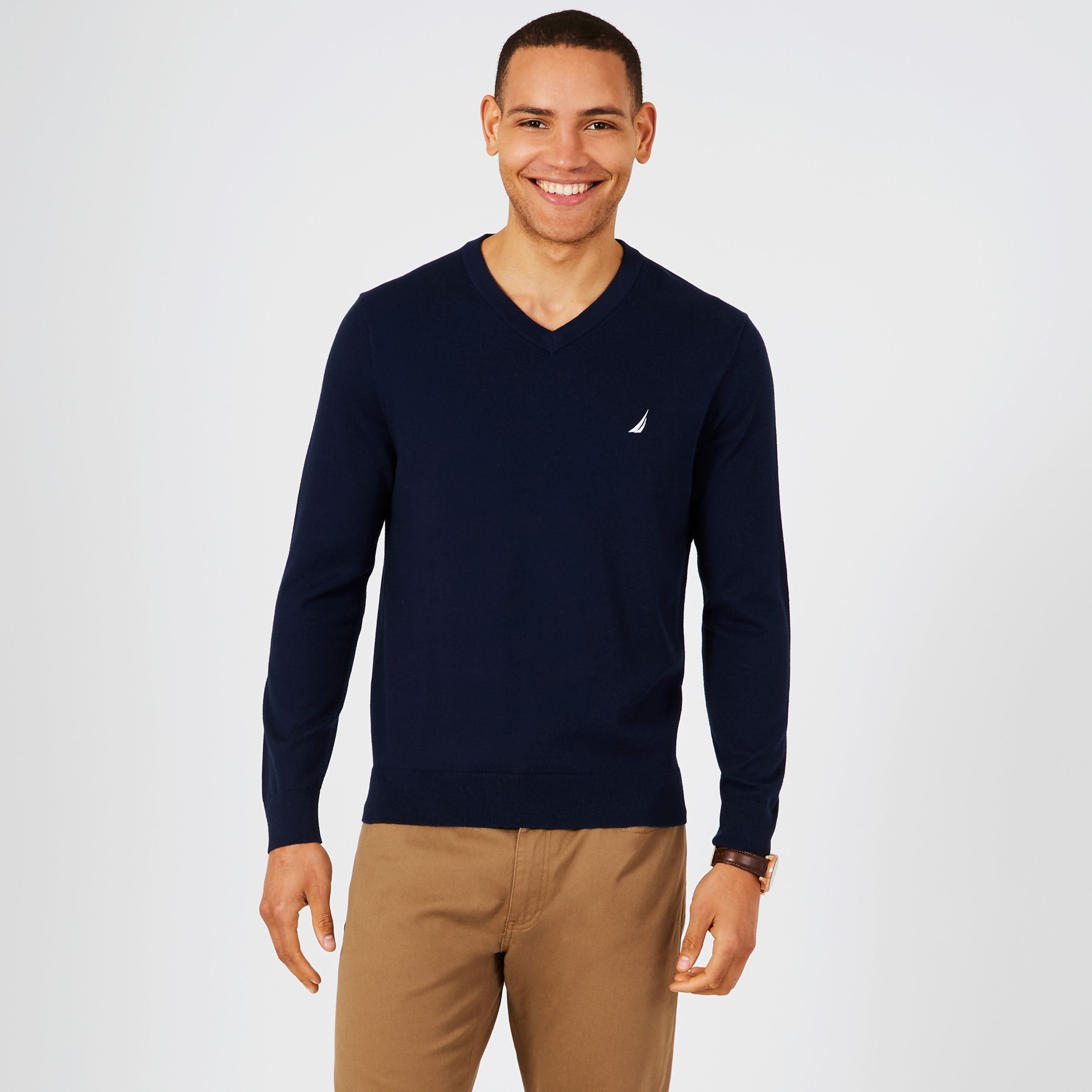 

Nautica Mens Big & Tall джерси свитер с V-образным вырезом, темно-синий