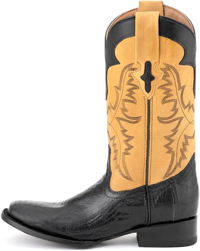 Мужские повседневные сапоги Ferrini Mens Nash с вышивкой и квадратным носком из страусиной кожи, до средней голени - черные, желтые Ferrini Italia, черный — фото 3