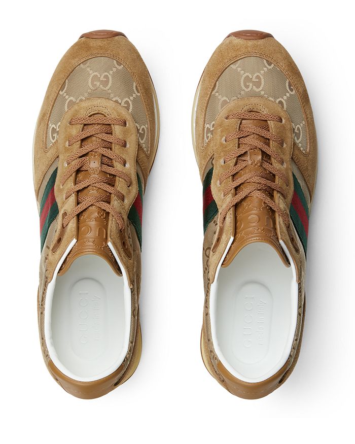 Мужские замшевые кроссовки Gucci, коричневый/бежевый — фото 2