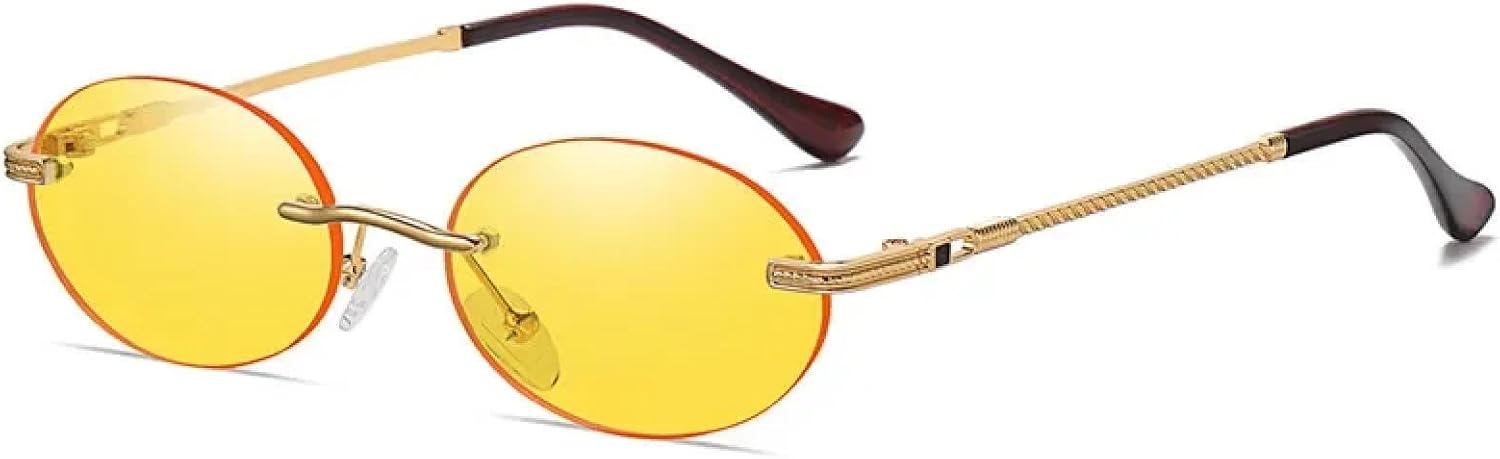 

Солнцезащитные очки с защитой от УФ-излучения UV400 | Овальная без оправа, синие зеркальные, золотистый металлик | Для женщин и мужчин, для занятий спортом на открытом воздухе и вождения DSVIGF, Gold Yellow