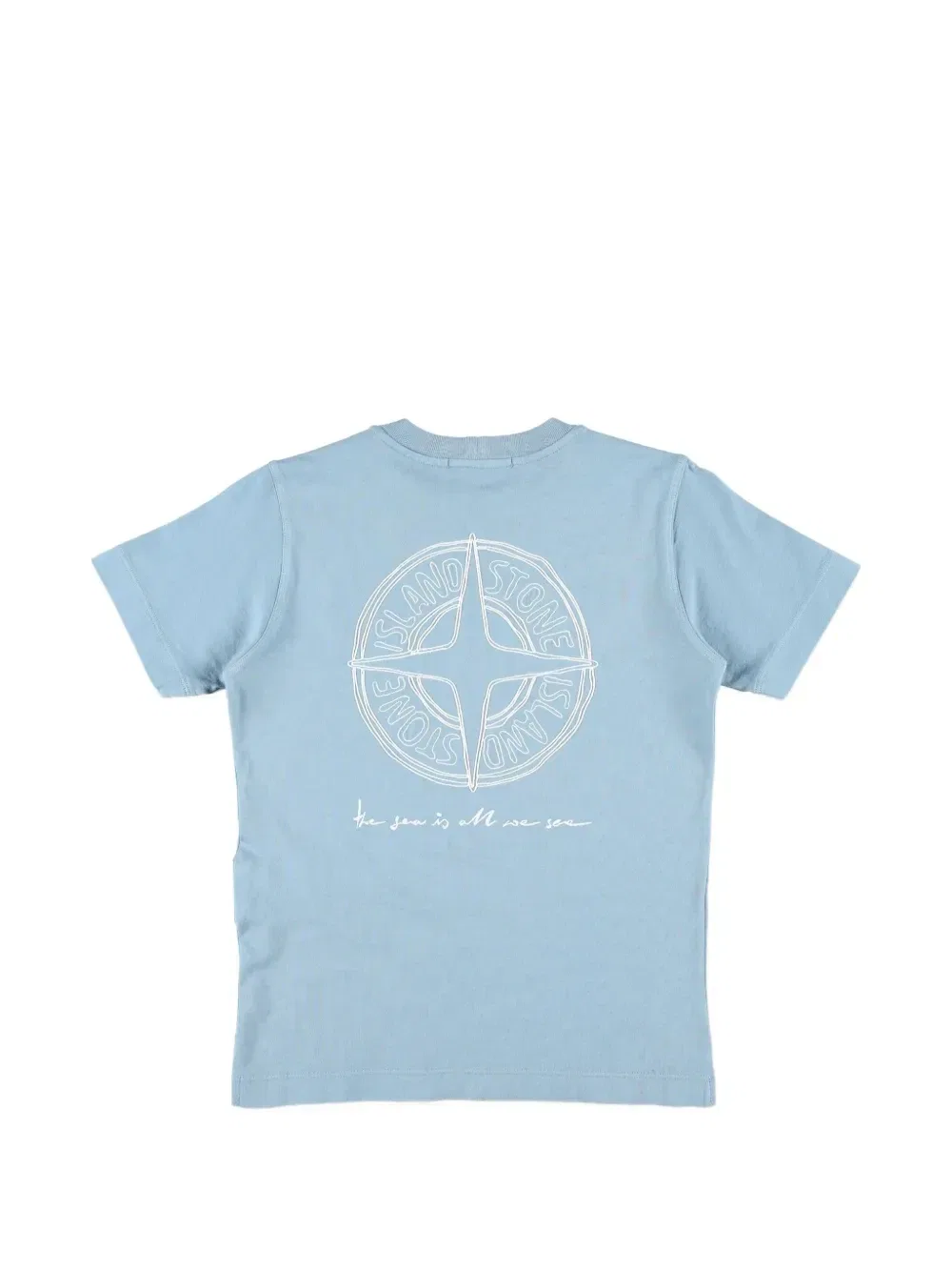 Футболка с логотипом и принтом в виде компаса Stone Island Junior, синий — фото 2