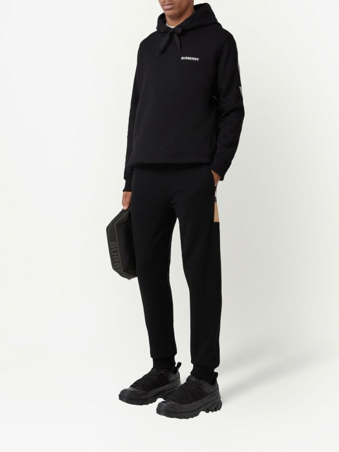 

Burberry спортивные брюки со вставками в клетку, черный