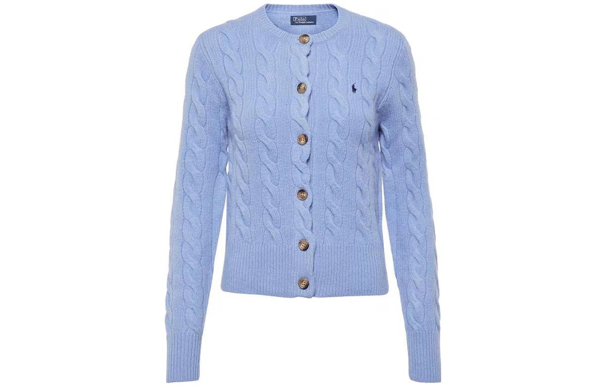 

Кардиган с вязкой косой с круглым вырезом Polo Ralph Lauren, Экрю