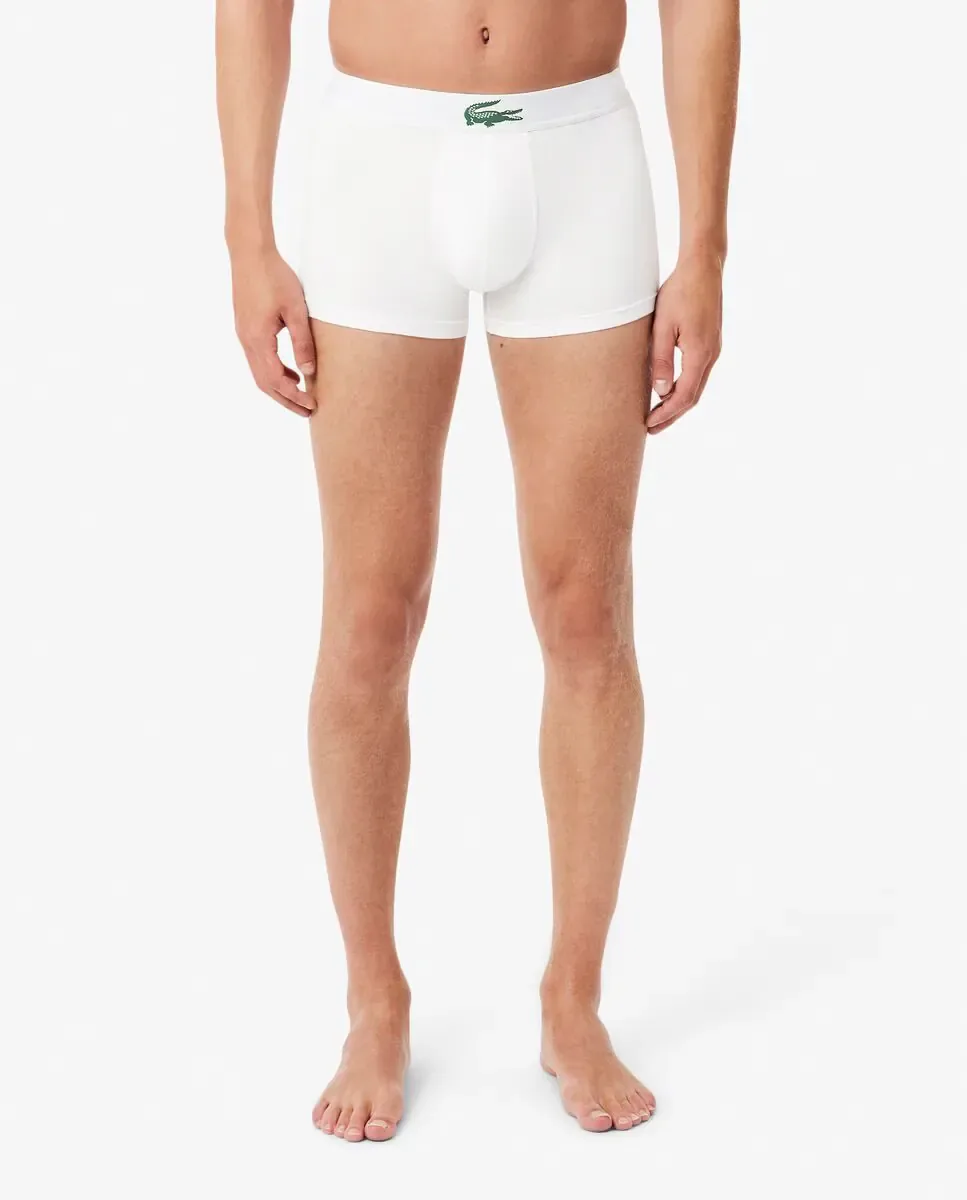 Набор из 3 хлопковых трусов с логотипом на поясе Lacoste, белый — фото 3