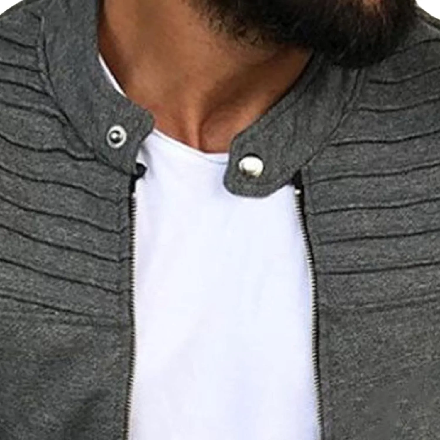 Мужской кардиган с воротником стойкой и молнией, Slim Fit, с длинными рукавами и карманами — фото 2