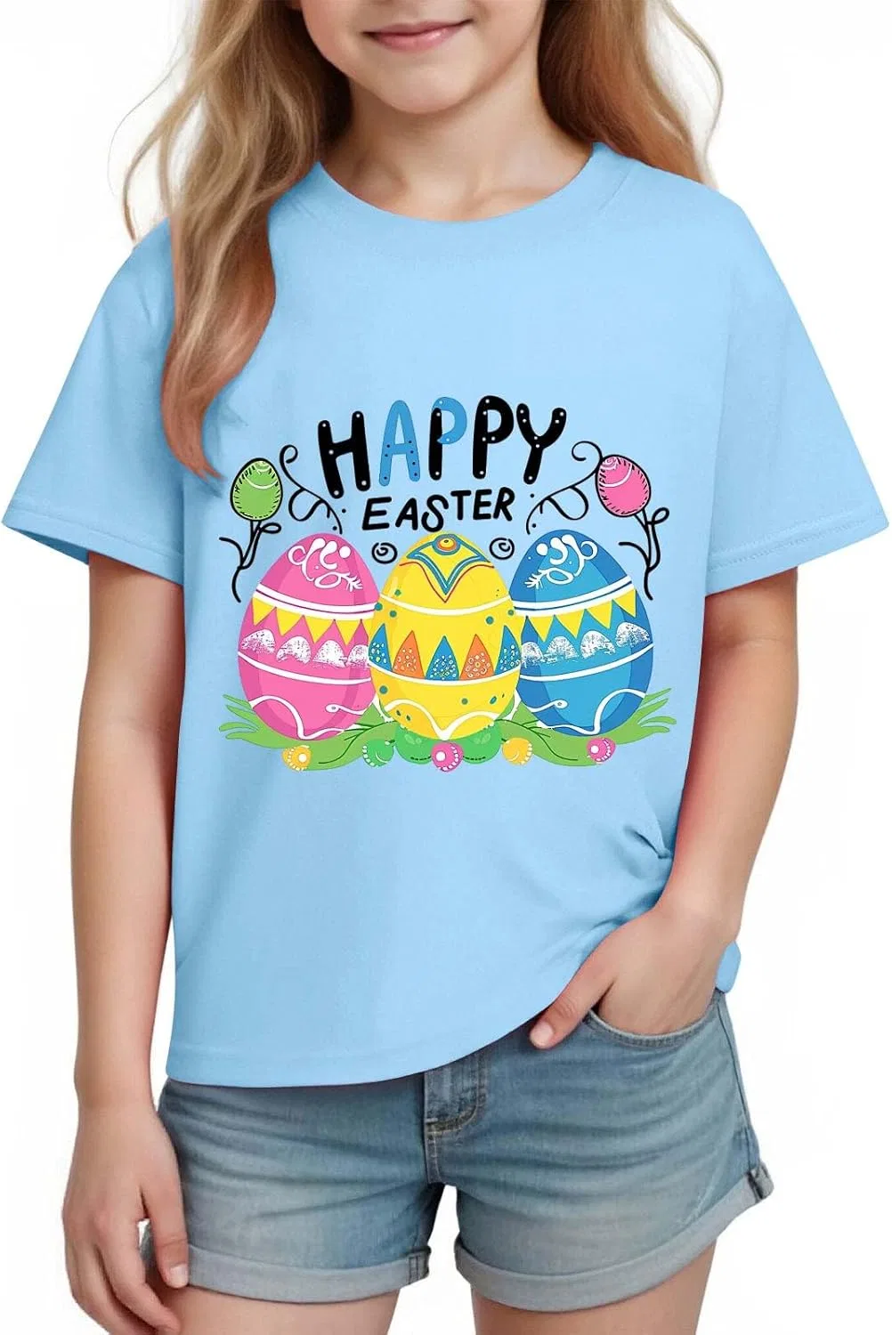 Футболка с коротким рукавом Happy Easter, Zzalalana, набор, Sky Blue