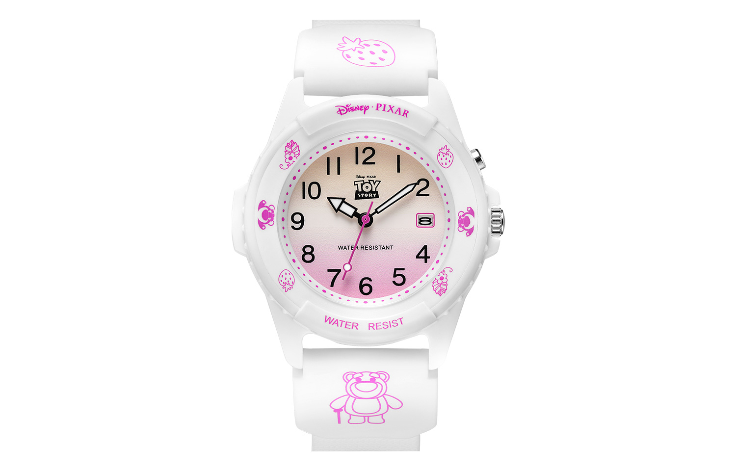 

Disney Часы Strawberry Bear Series Quartz Movement Silicone Strap Watch Women's Watch Pink Watch Dial