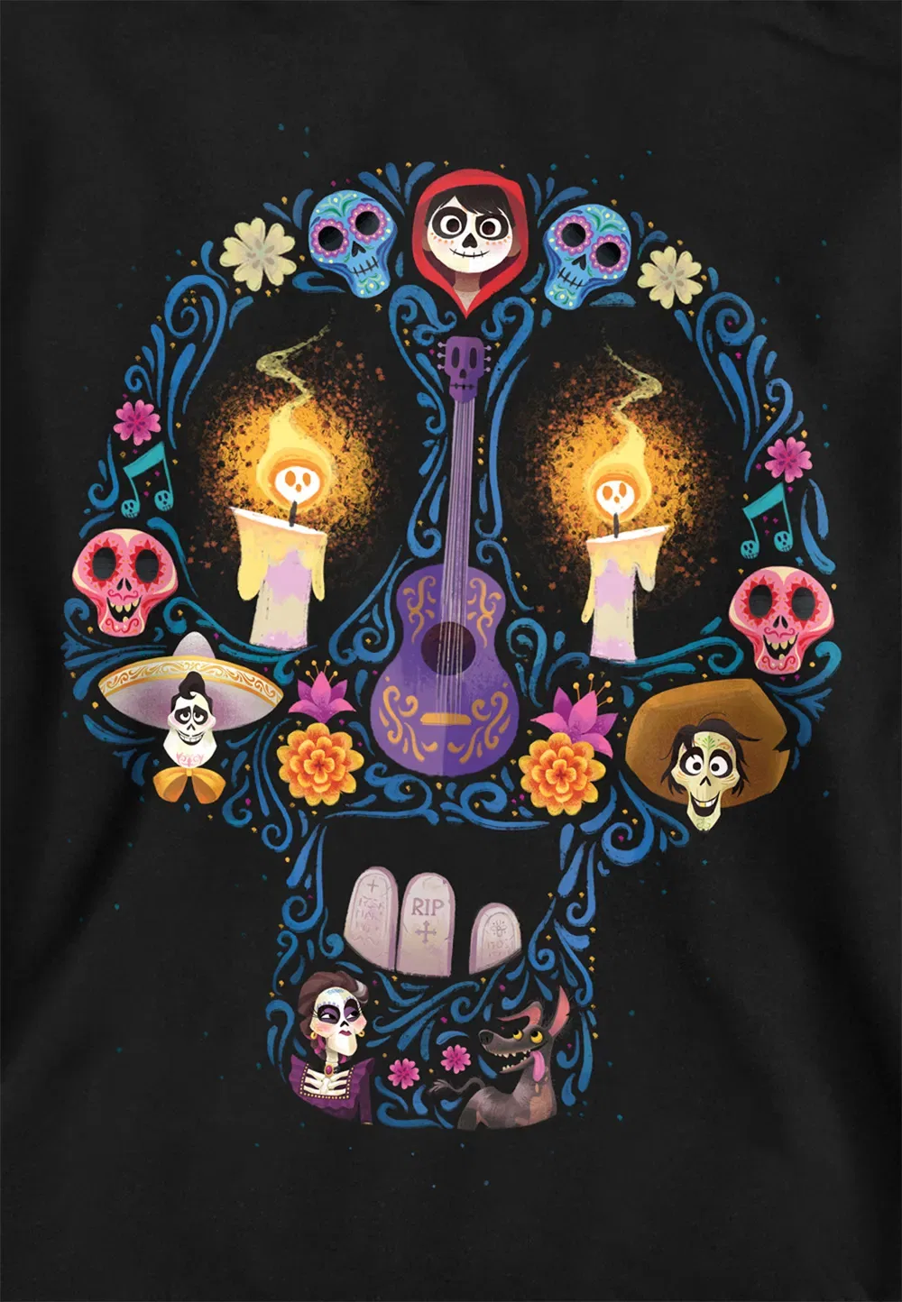 Детская худи Coco Day of the Dead с Miguel, Ernesto, Hector, Disney, черный — фото 2