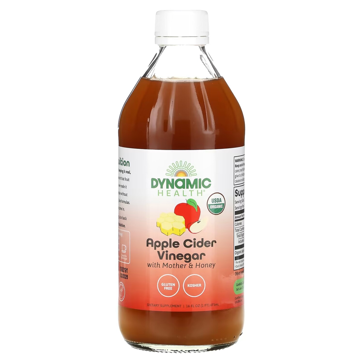 

Яблочный уксус Dynamic Health с медом, 473 мл