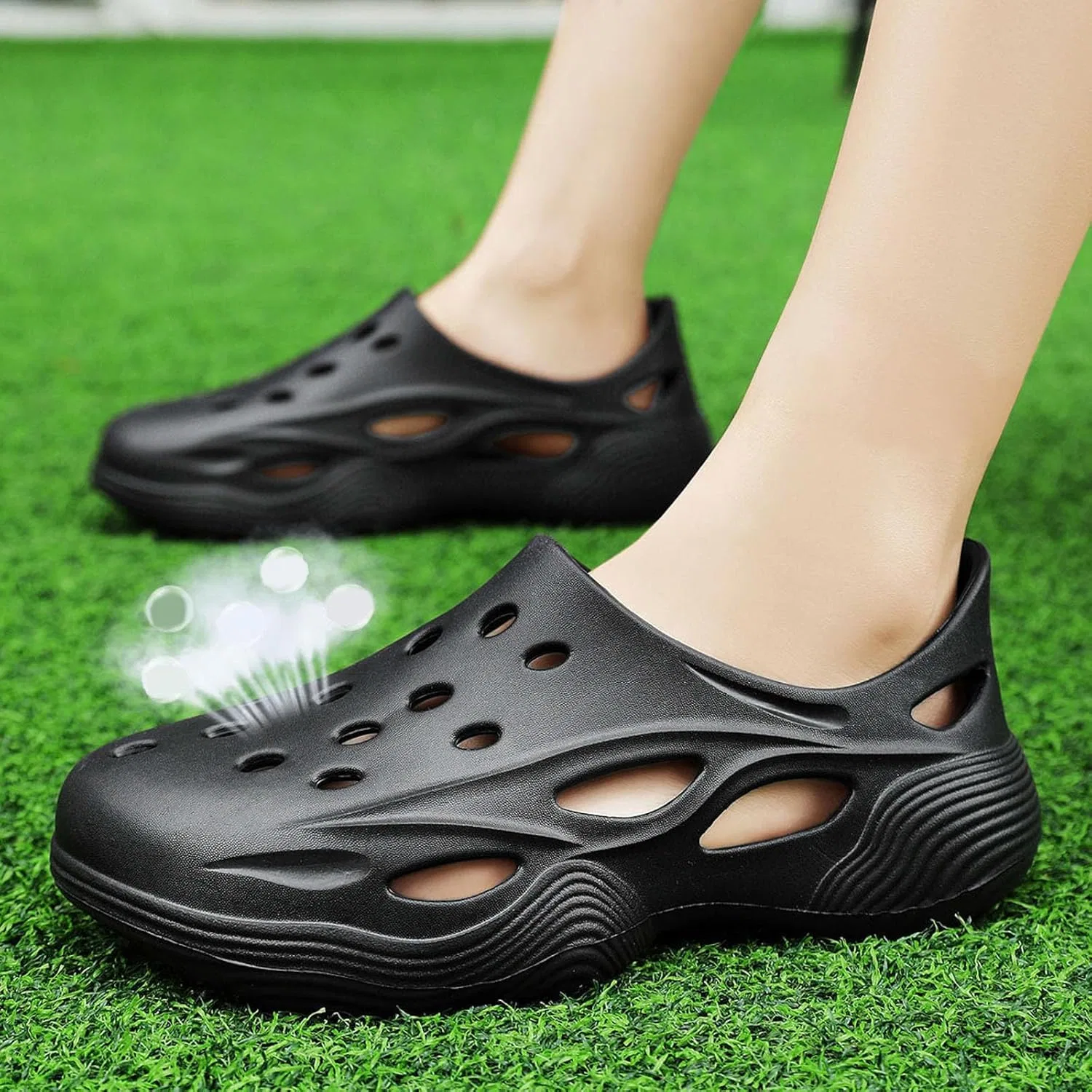 Сабо Gartenschuhe Damen Herren Leicht Hausschuhe Sommer Weiche Pantoletten mit Rutschfester Sohle Сандалии Gartenclogs унисекс Garten Strand Schuhe Badelatschen Küchenschuhe Hsternexy, B49 Schwarz — фото 4