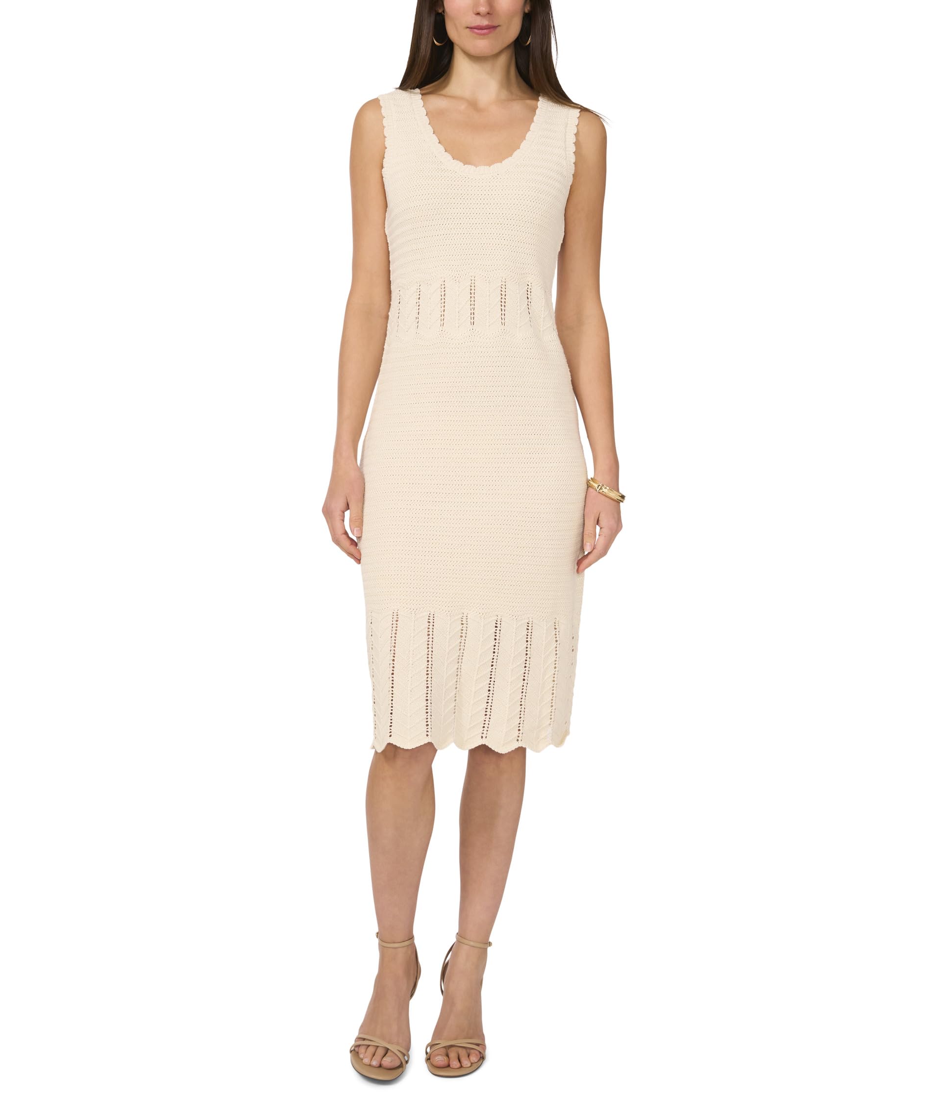 

Платье Vince Camuto Pointelle Tank Dress With Scallop Edge, Birch