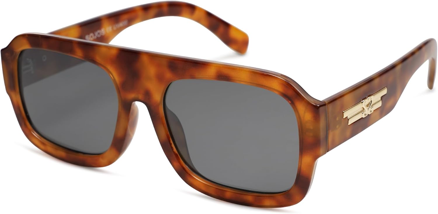 

SOJOS Модные квадратные солнцезащитные очки-авиаторы для женщин и мужчин, поляризованные, с плоской верхней частью, дизайнерские, с защитой от УФ-излучения UV400, модель SJ2281, Yellow