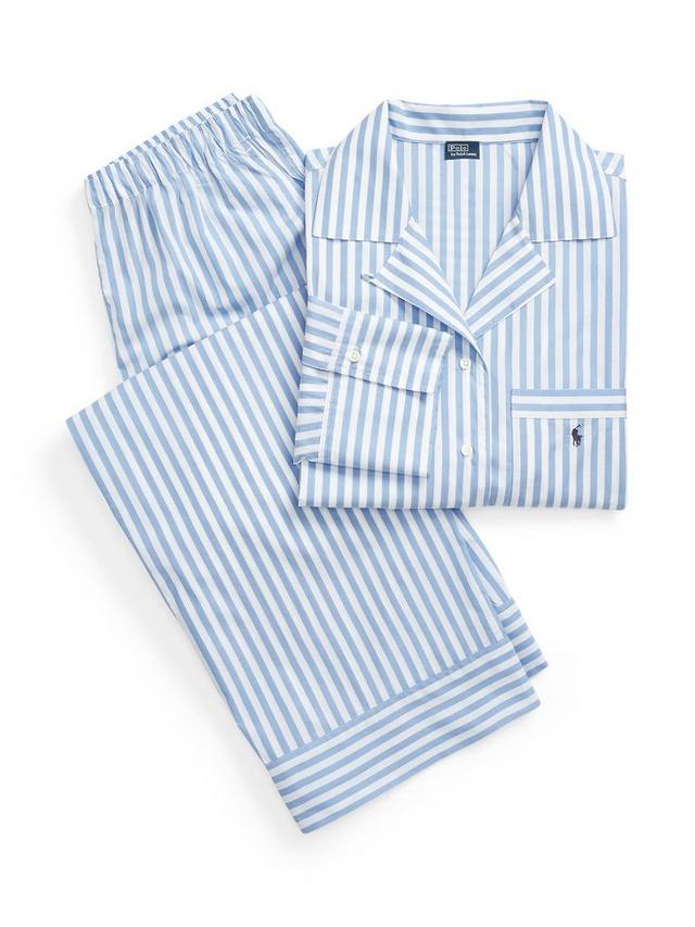 Пижамный комплект из полосатой ткани Polo Shirting Ralph Lauren, Hydrangea Blue/White — фото 4