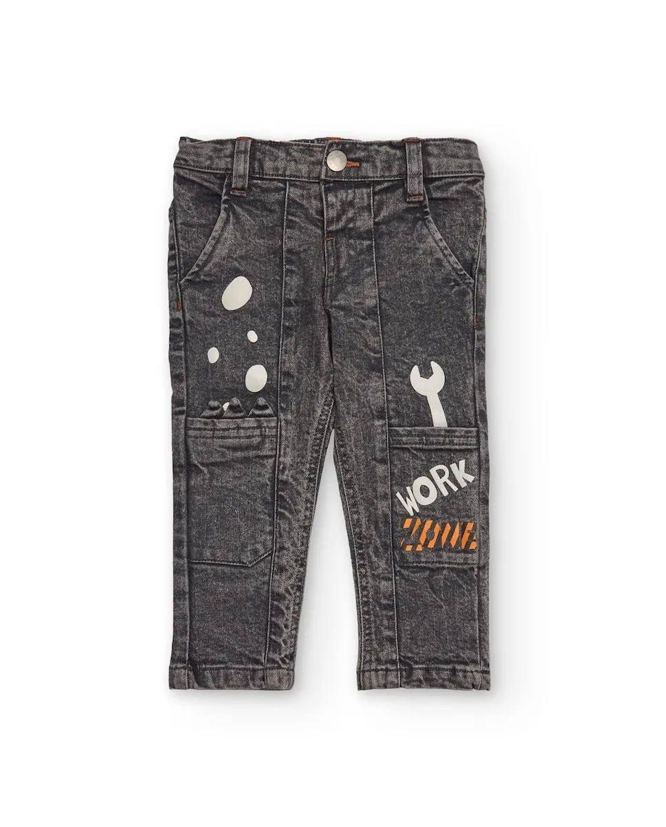 

Детские штаны серого цвета с принтом инструментов Tuc tuc