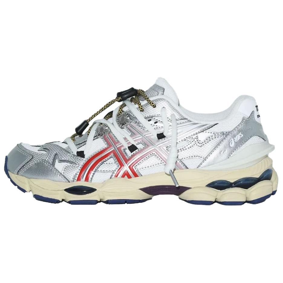 

ASICS Дышащие низкие повседневные кроссовки для бега unisex silver red