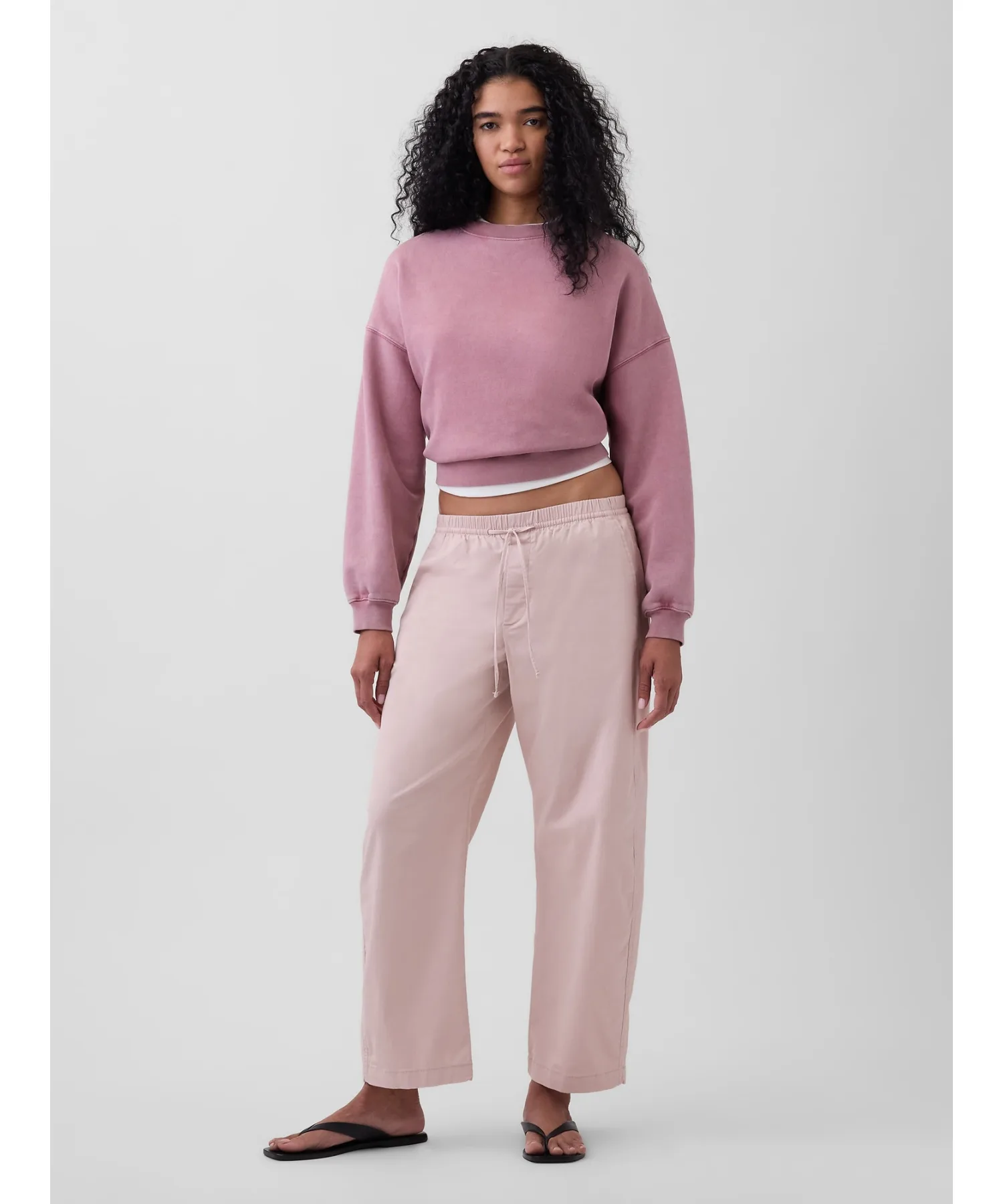 Женские брюки бочкообразные High Rise Easy Waist Barrel Khaki GAP бежевые — фото 2