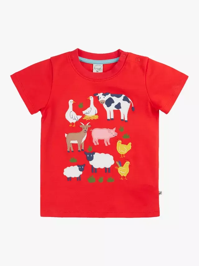 Детская футболка Lil Creature, клубничный/разноцветный Frugi