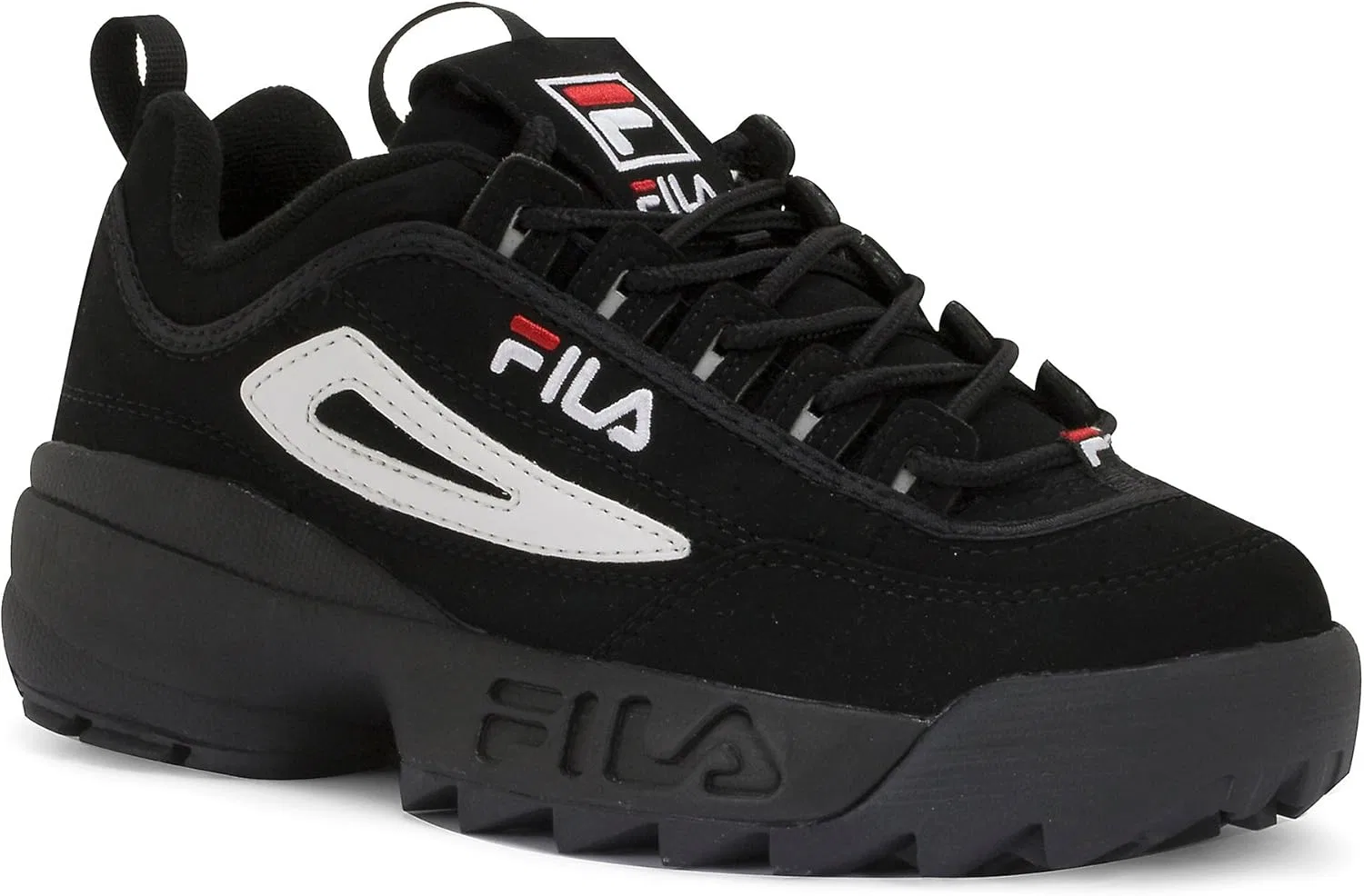 Мужские низкие кроссовки Fila Disruptor, Black White Red — фото 2