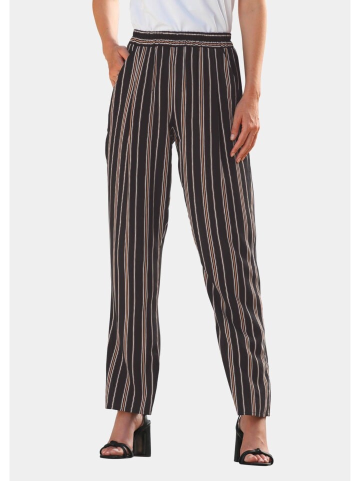 

Тканевые брюки GOLDNER Palazzo-Hose Hose Louisa mit Streifendruck, цвет schwarz/gestreift