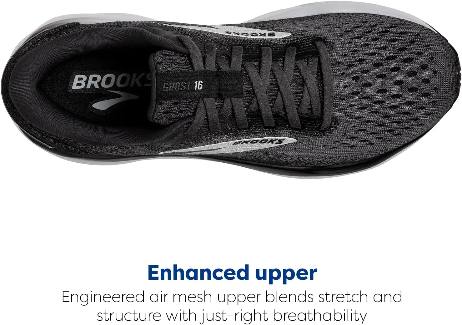 Мужские нейтральные беговые кроссовки Brooks Ghost 16, черный/серый/белый — фото 4