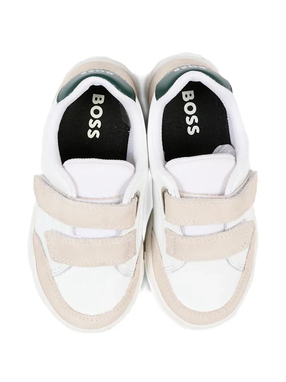 Кожаные кроссовки с ремешком Touch-strap Boss Kidswear, белый — фото 3