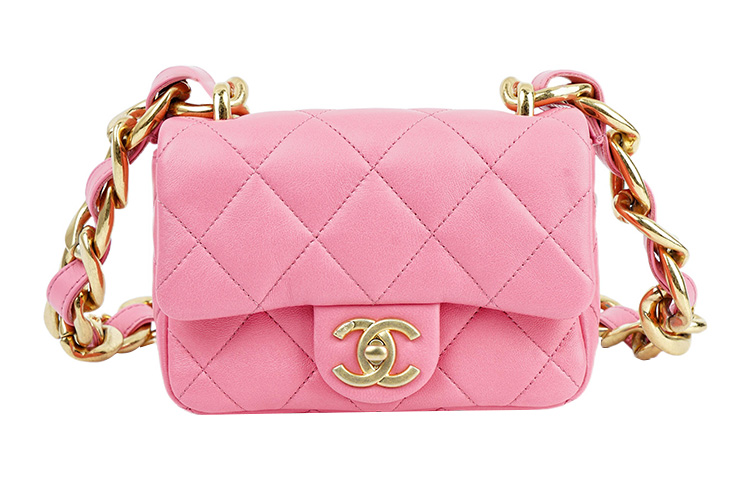 

CHANEL Сумка через плечо 22SS Sheepskin Flap Bag, мини-кроссбоди женская Coral Pink
