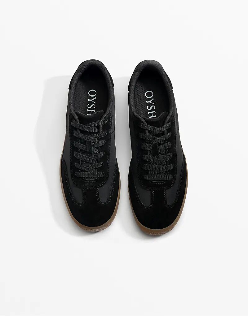 Кроссовки Oysho Nylon с кожаными вставками черного цвета — фото 2