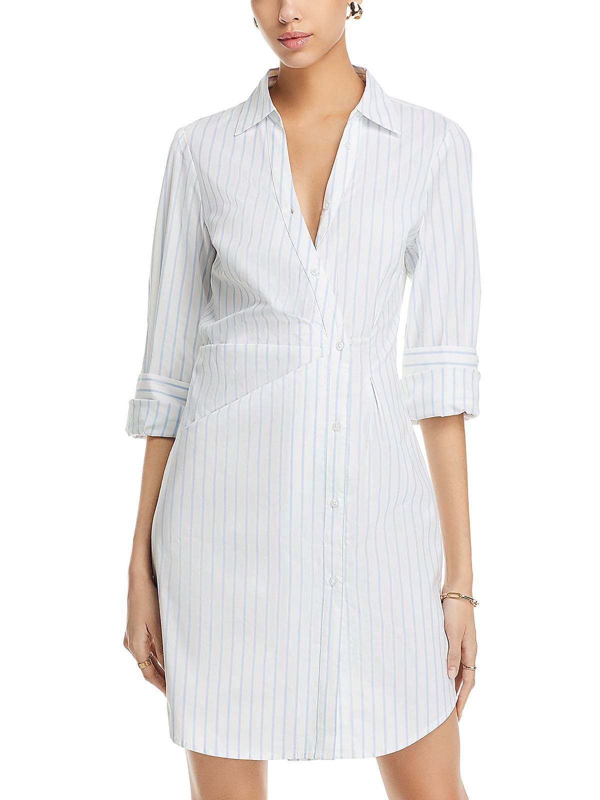 

Женское полосатое платье-рубашка выше колена French Connection, цвет linen white/cashmere