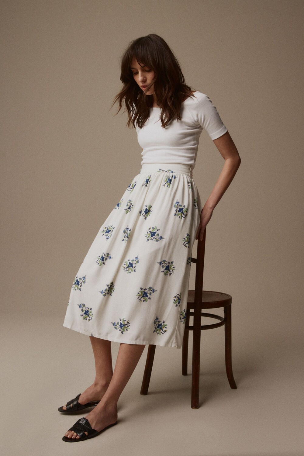 

Юбка из вискозного линарии с принтом Laura Ashley, белый