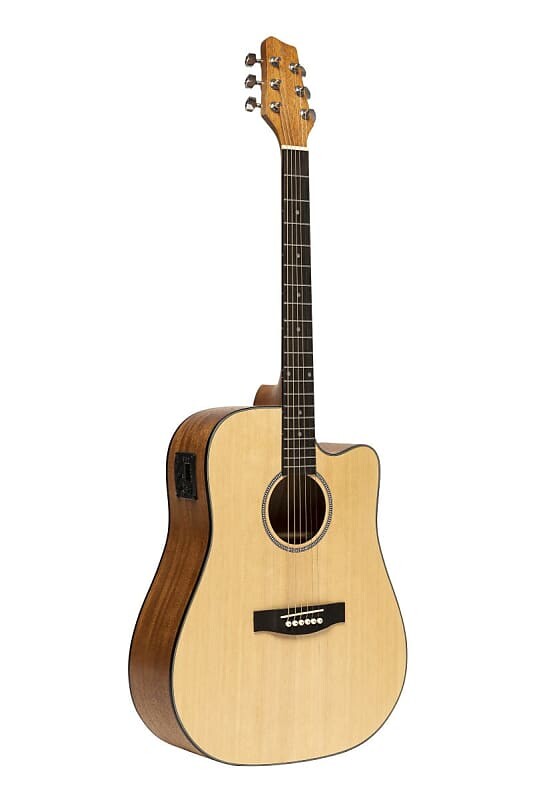 

Акустическая гитара Stagg Cutaway Dreadnought Acoustic Electric Guitar - Natural - SA25 DCE SPRUCE