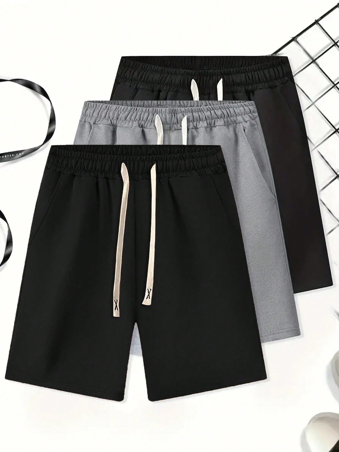 

Мужские шорты больших размеров Homme, однотонные, с кулиской на талии Manfinity, мультиколор