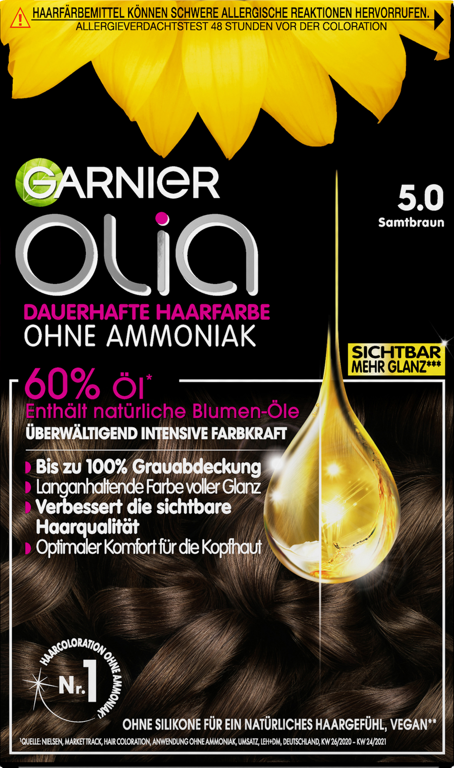 

Краска для волос Garnier Olia Dauerhafte Haarfarbe Coloration 5.0 Samtbraun