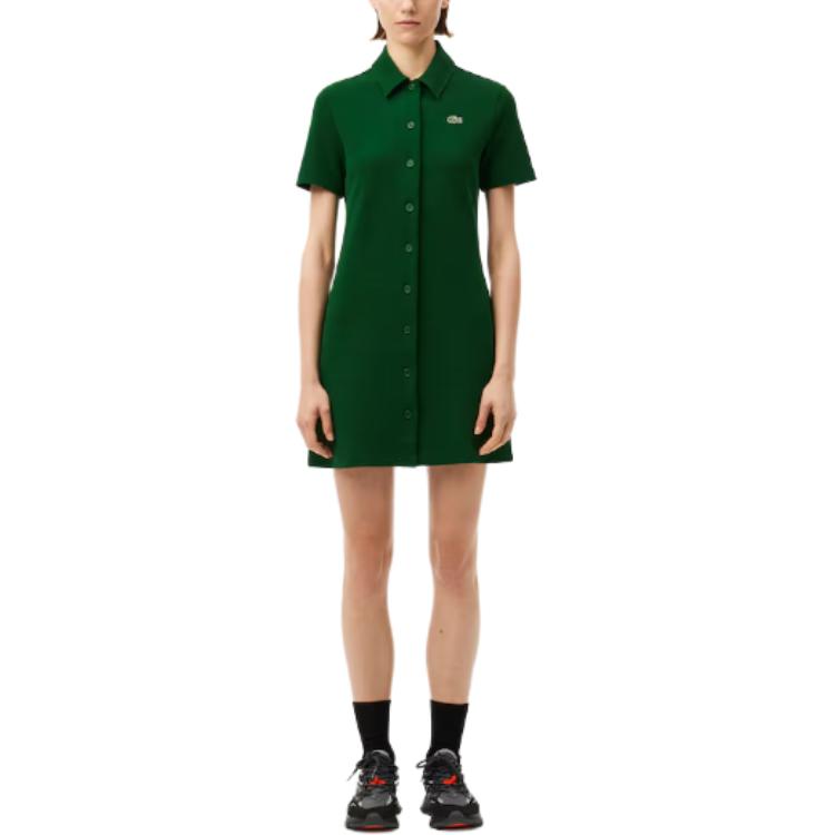 Платье LACOSTE Pine Green, с коротким рукавом, сосново-зеленое — фото 4