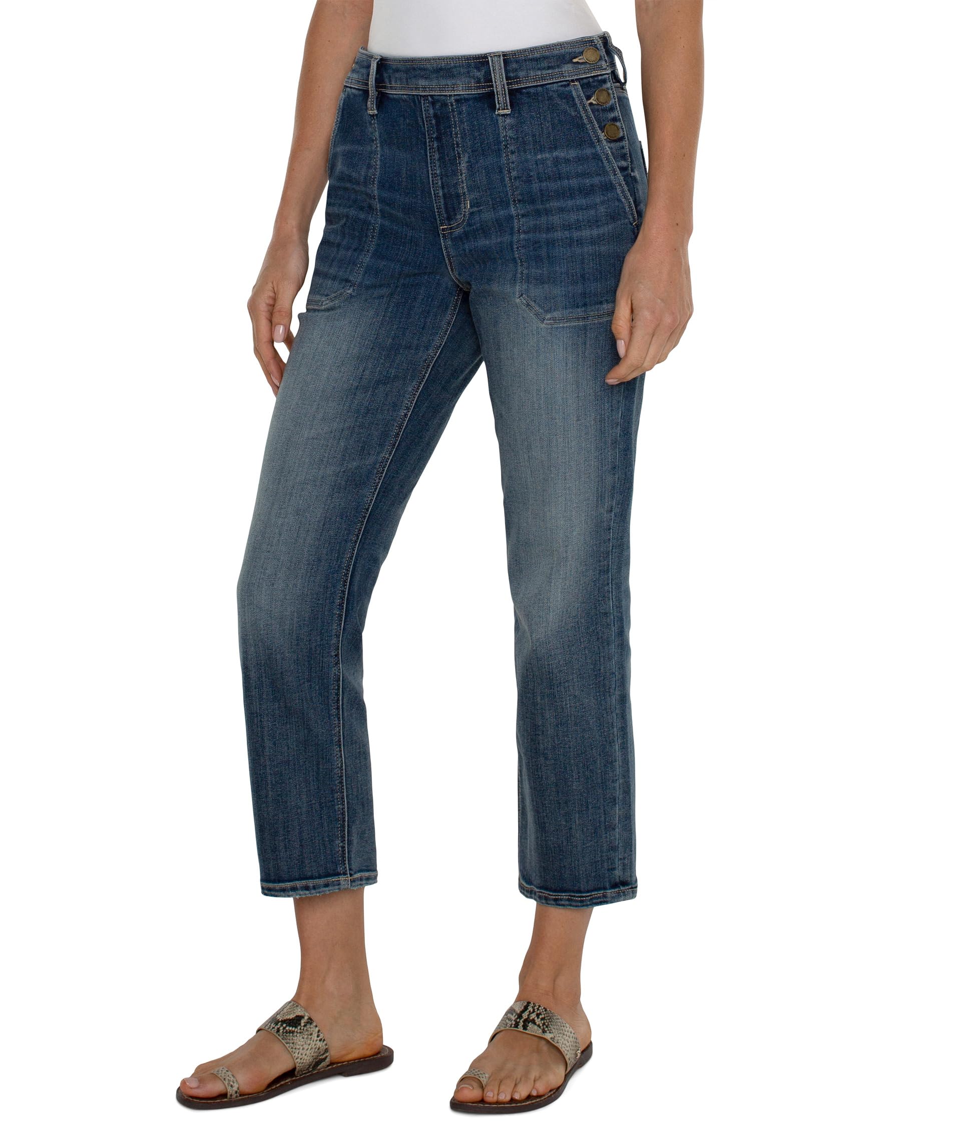 

Джинсы Liverpool Los Angeles Easy Mid Rise Utility Jean With Side Button Closure, Macbride