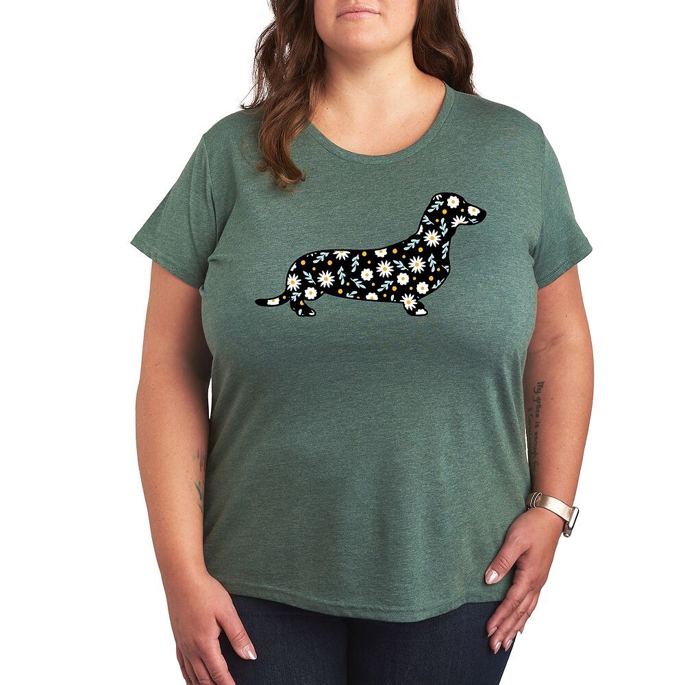 

Футболка Plus с рисунком таксы Daisy Fill, цвет Heather Green