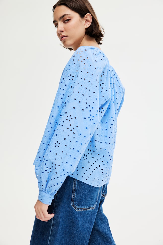 

Блузка с вышивкой ришелье H&M, синий