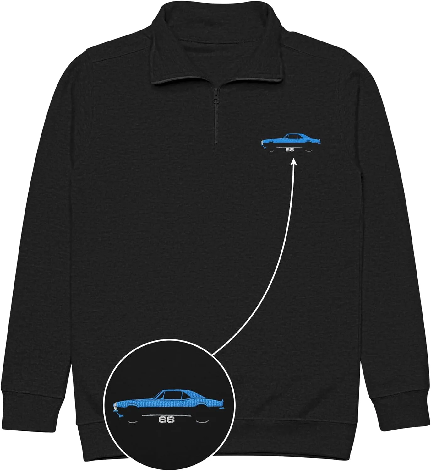 

Толстовка Chevy Camaro SS Blue с вышивкой и молнией на 1/4 CO2 Tees