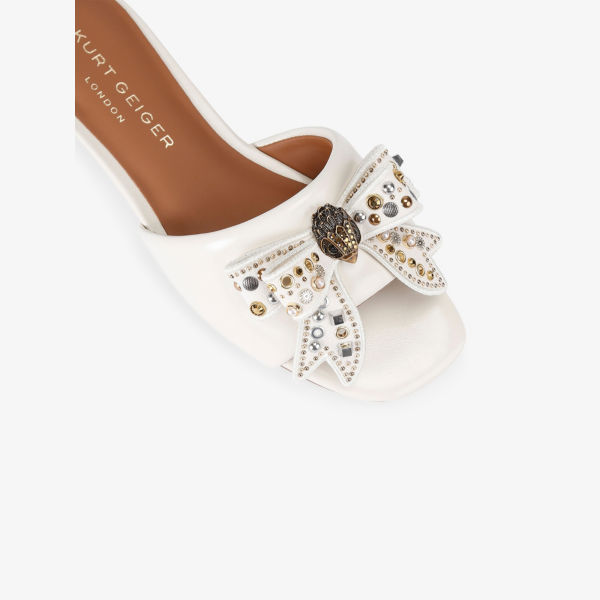 Сандалии лаковые Kurt Geiger London с бантом, белый — фото 4