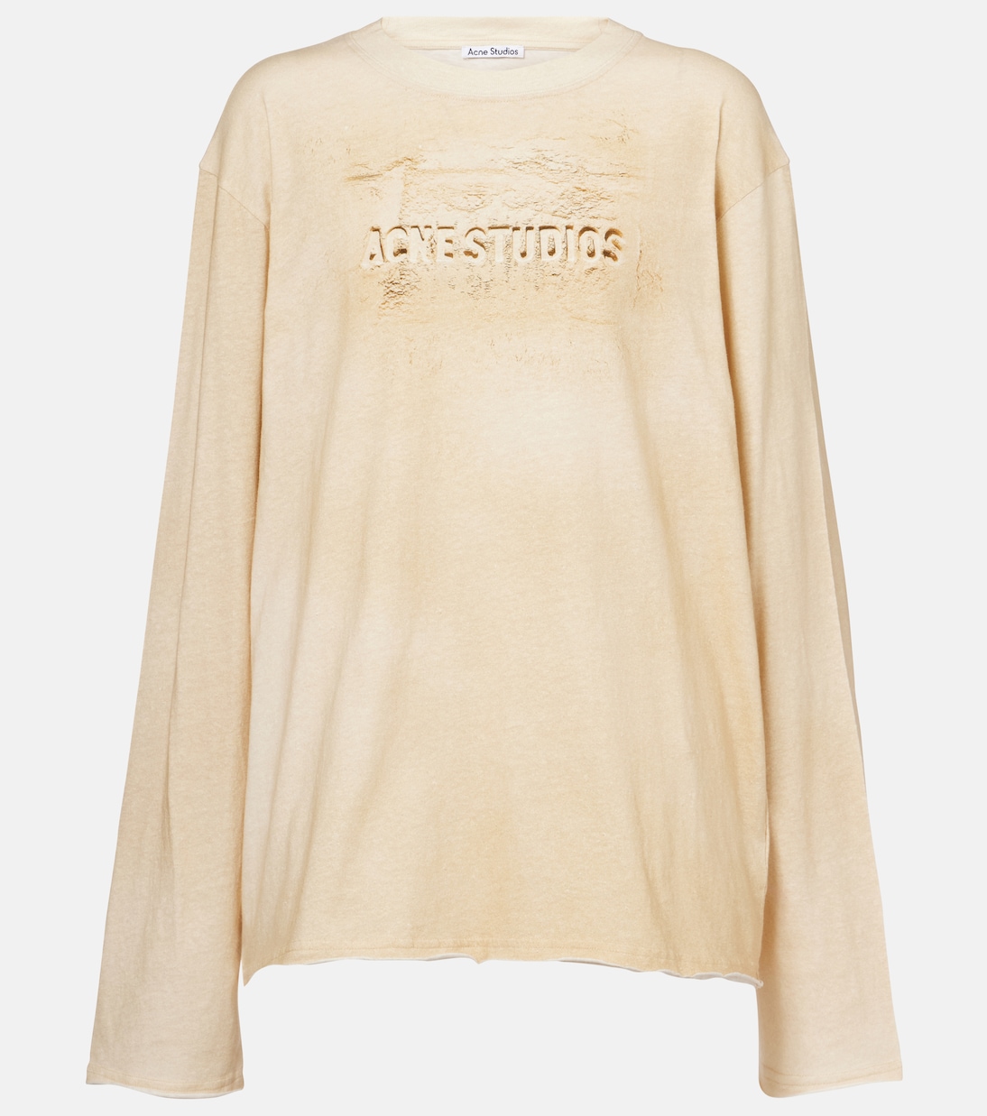 

Футболка из хлопкового джерси с эффектом поношенности и логотипом Acne Studios, Sand Beige