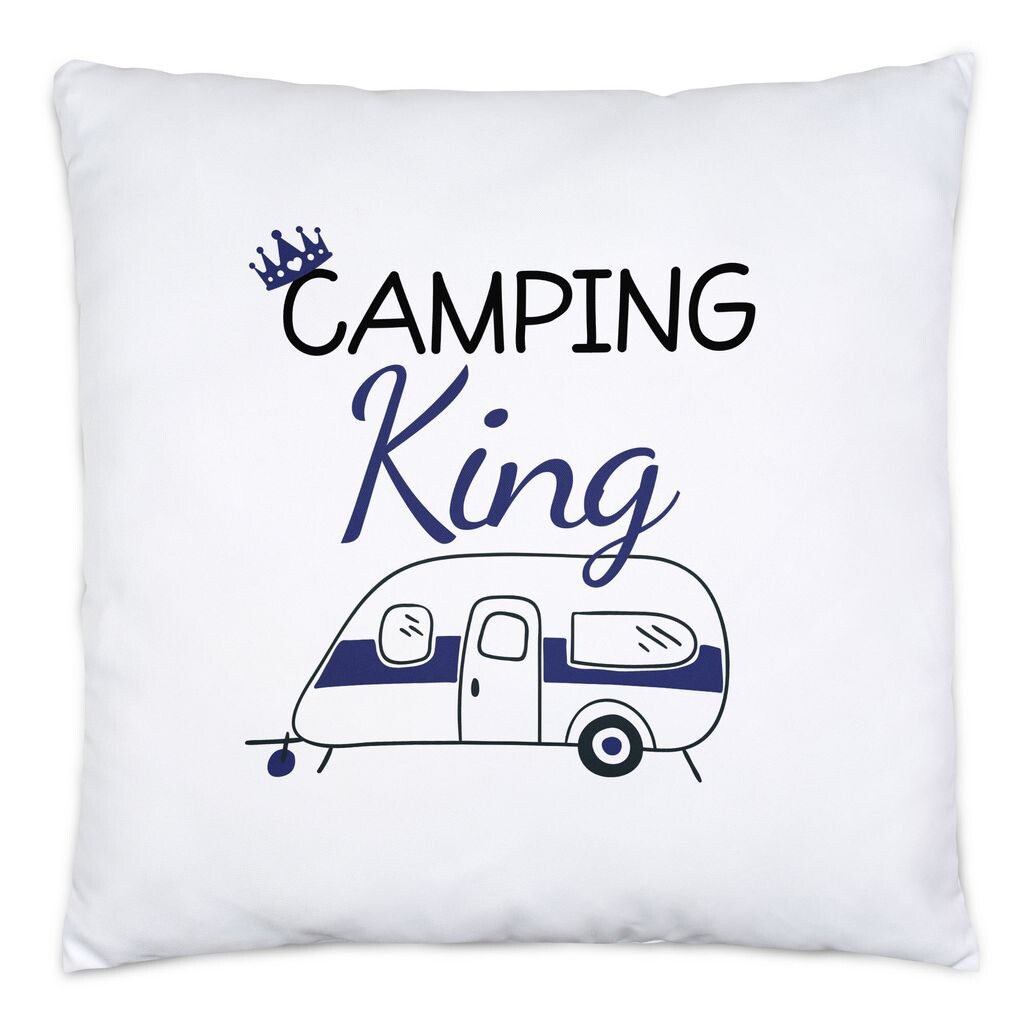 

Подушка Camping King с наполнителем для любителей караванов. Идея подарка для отдыхающих. Место для кемпинга Hey!Print