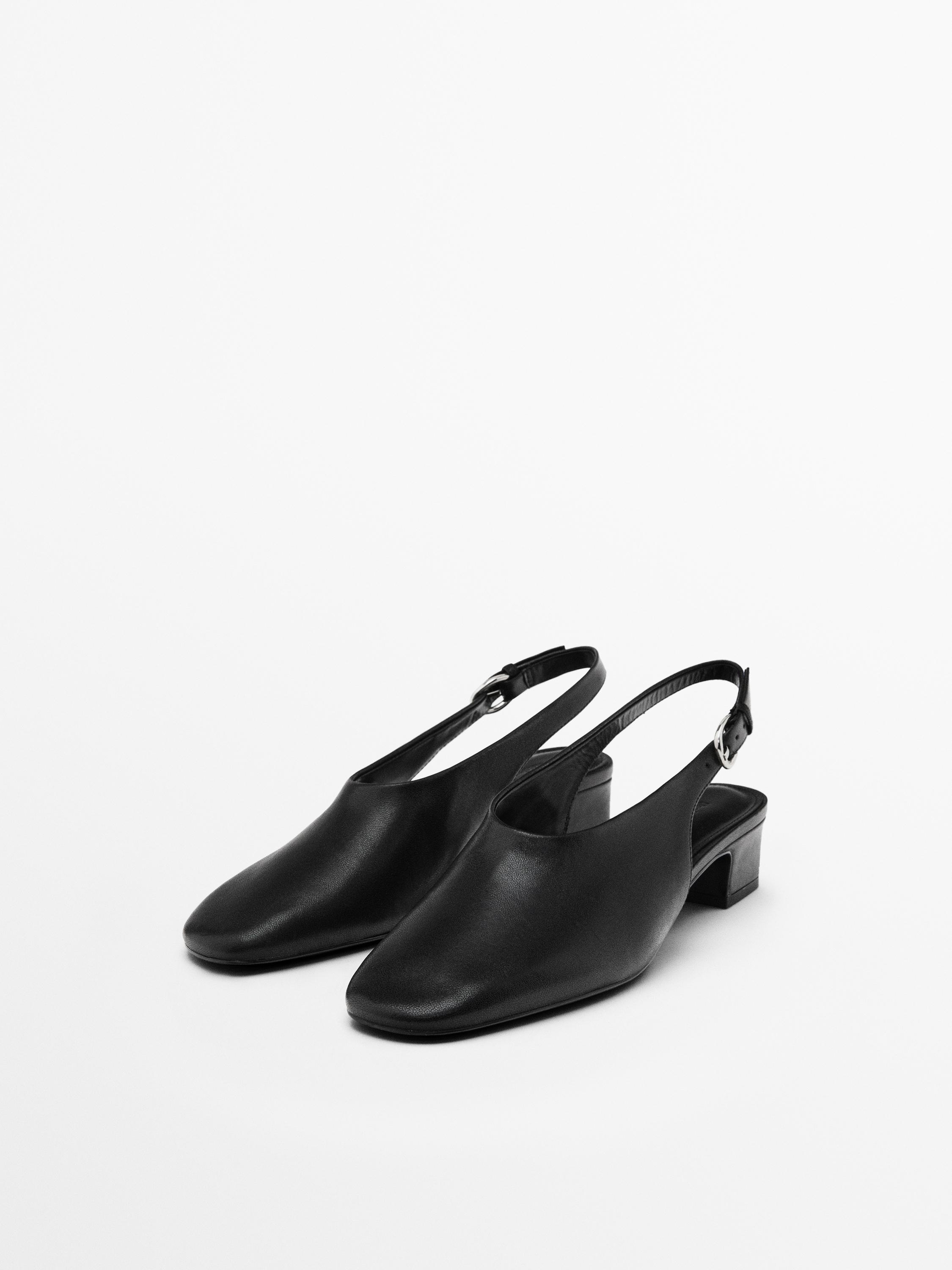 Туфли на высоком каблуке с открытой пяткой Massimo Dutti, черный — фото 2