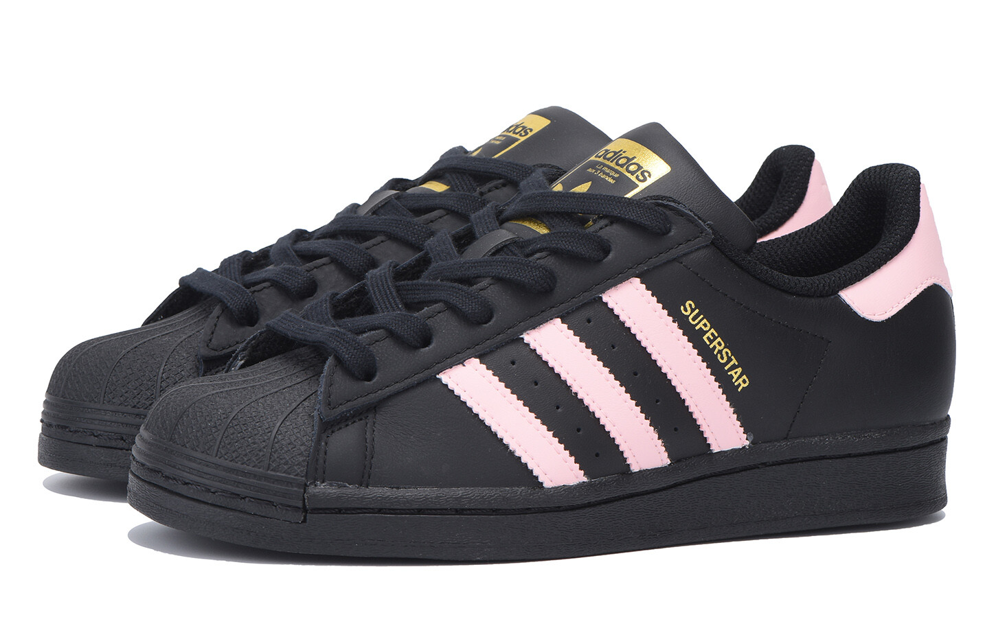 Детские кроссовки для скейтбординга Superstar GS Low-top, черные/розовые Adidas Originals, черный/розовый — фото 4