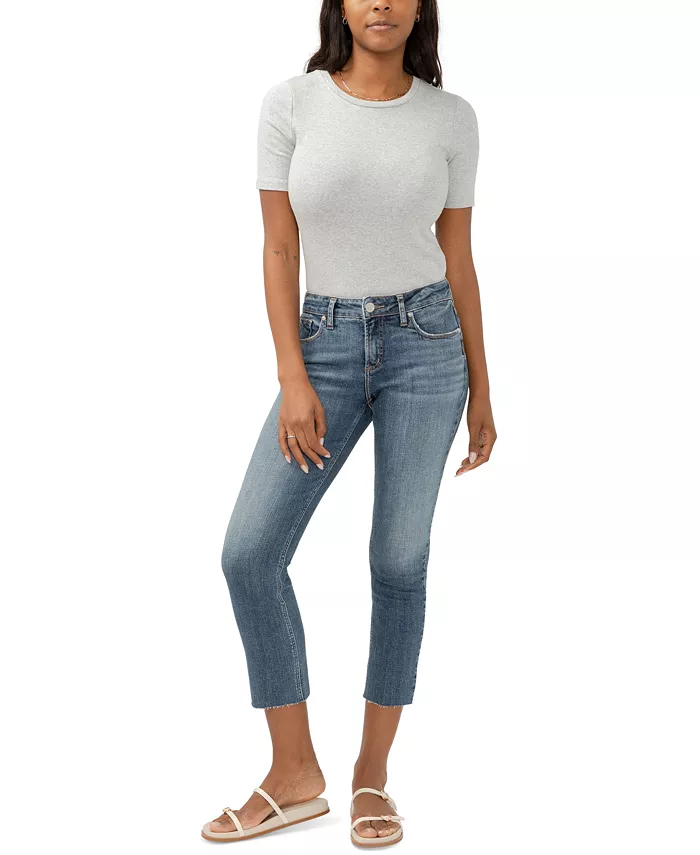 

Женские джинсы Elyse Mid-Rise Comfort-Fit с прямыми штанинами до щиколотки Silver Jeans Co., синий