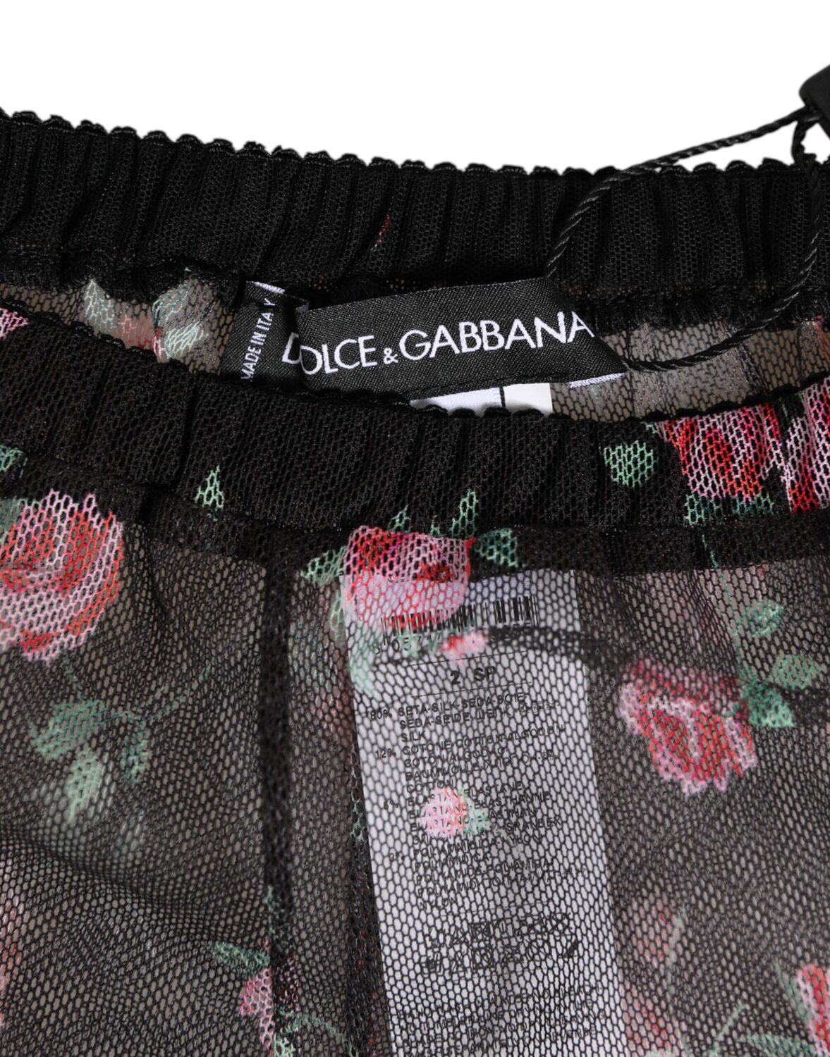 Черно-розовое цветочное кружевное сетчатое нижнее белье Dolce & Gabbana, черный — фото 3