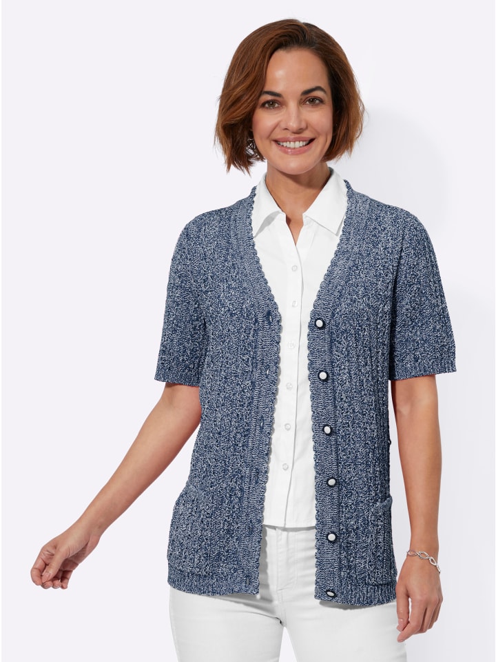 

Ажурный кардиган из меланжевого цвета темно-синего и светло-голубого цвета WITT WEIDEN