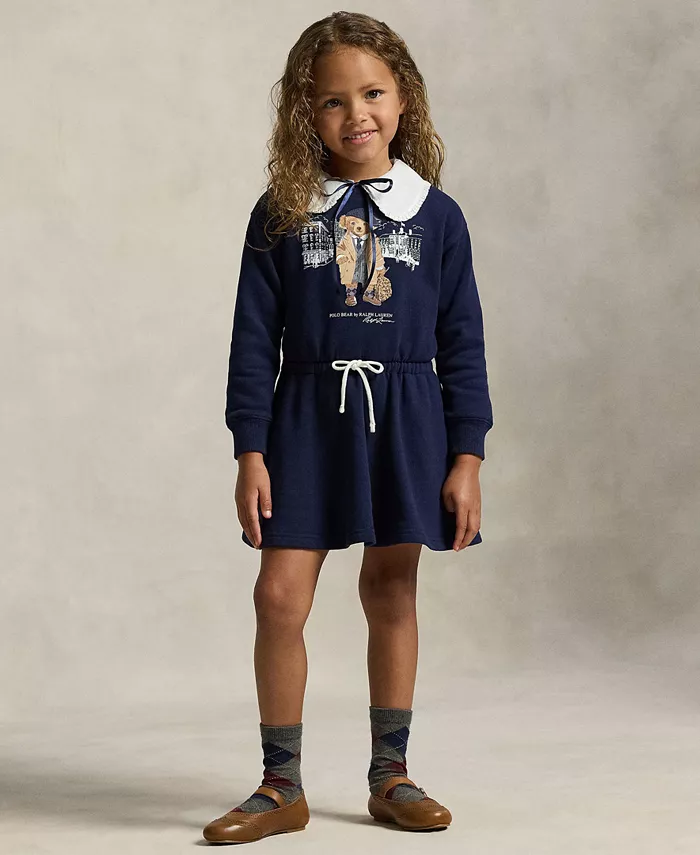 

Детское платье-толстовка с флисом и медвежонком Polo для девочек 2T-6X Polo Ralph Lauren, синий