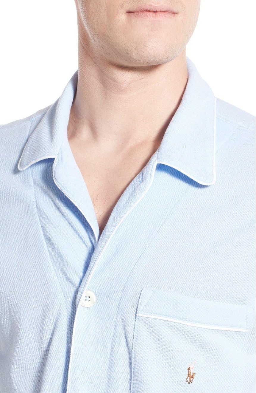Ralph Lauren Polo Oxford Piqué Knit Cotton пижама топ, Light Blue — фото 3