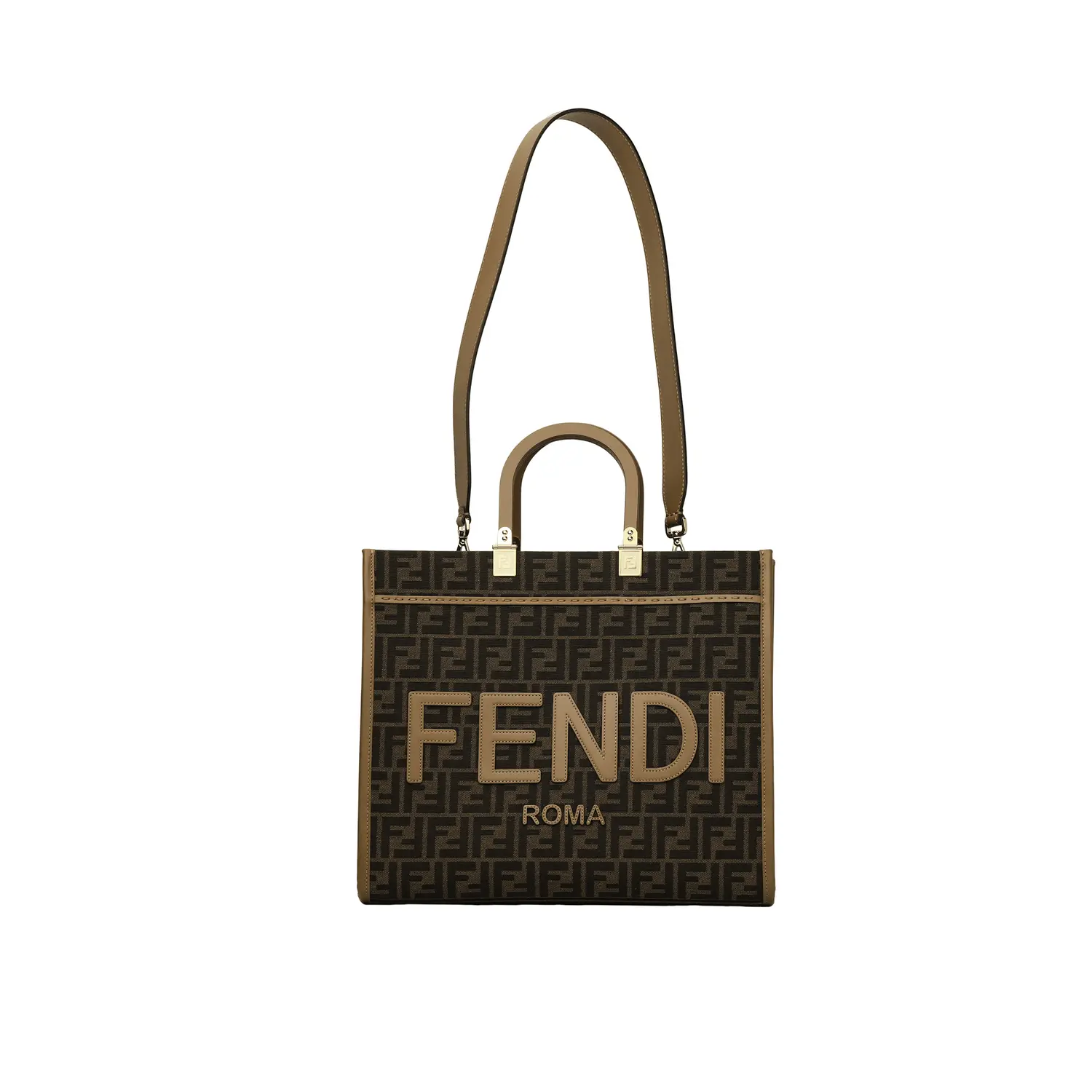FENDI Сумка-шоппер из жаккардовой ткани среднего размера — фото 3