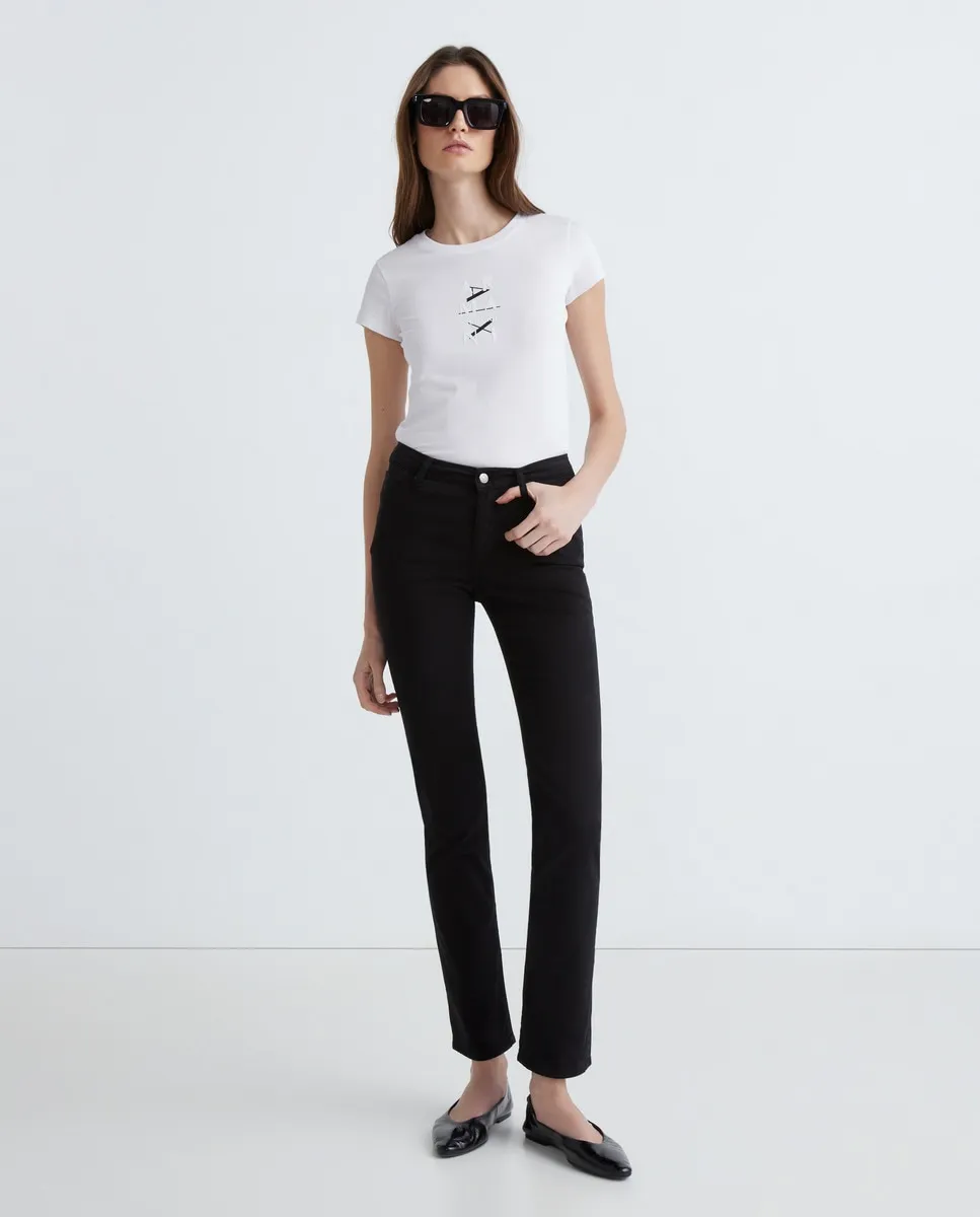 

Женские джинсы J45 с прямой штаниной и завышенной талией Armani Exchange, черный