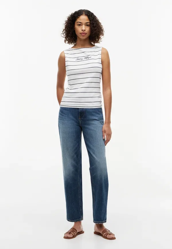 Топ-лодочка Tommy Hilfiger Classic Script Boat, цвет экрю / тёмно-синий — фото 2